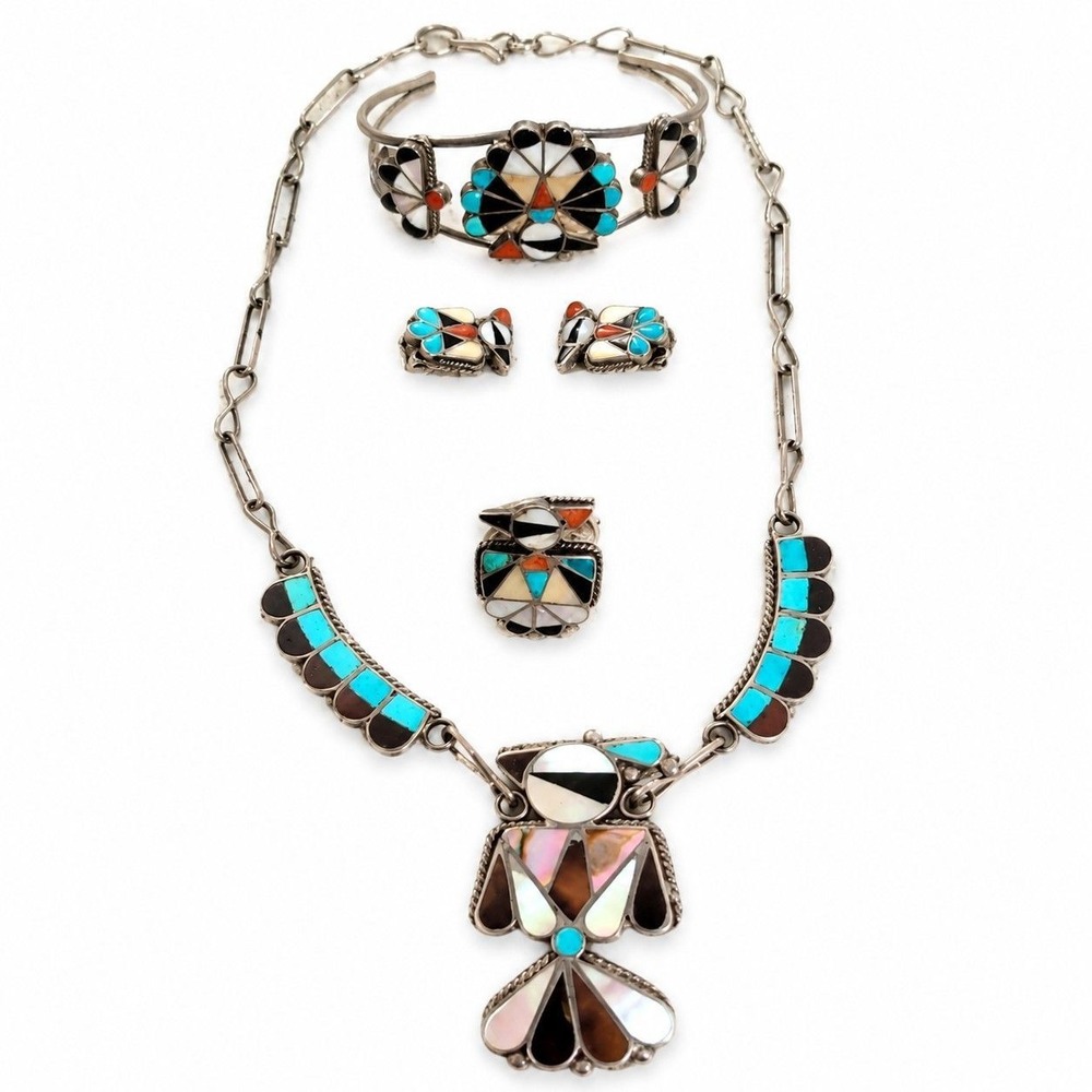 ⚜️9. 1950s Zuni Pueblo Sterling Silver Set